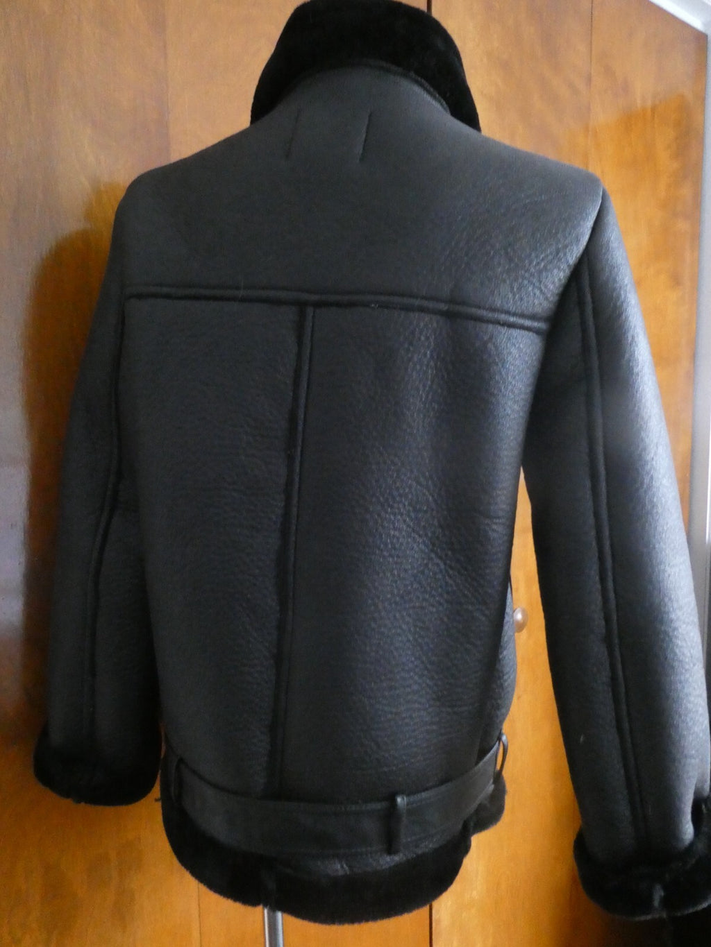 LY VAREY LIN Women's Black Faux Shearing Lined Warm Winter Moto Jacket Small