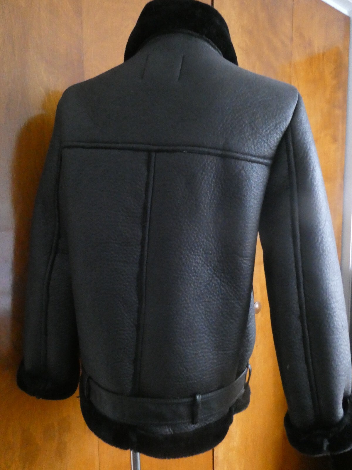 LY VAREY LIN Women's Black Faux Shearing Lined Warm Winter Moto Jacket Small