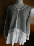 HANNAH Women's Soft V-neck Long Sleeves Sweater Gray Size Medium