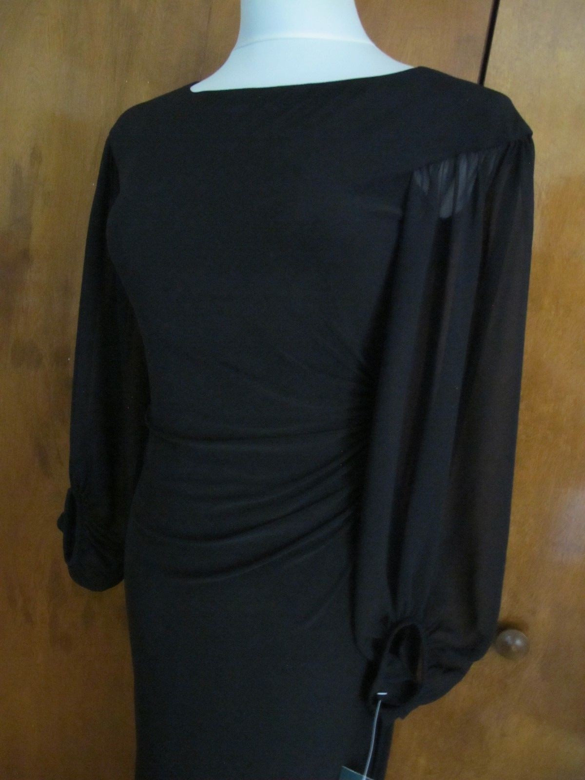 Ralph Lauren wome'n black evening maxi dress with mesh long sleeves size 2 