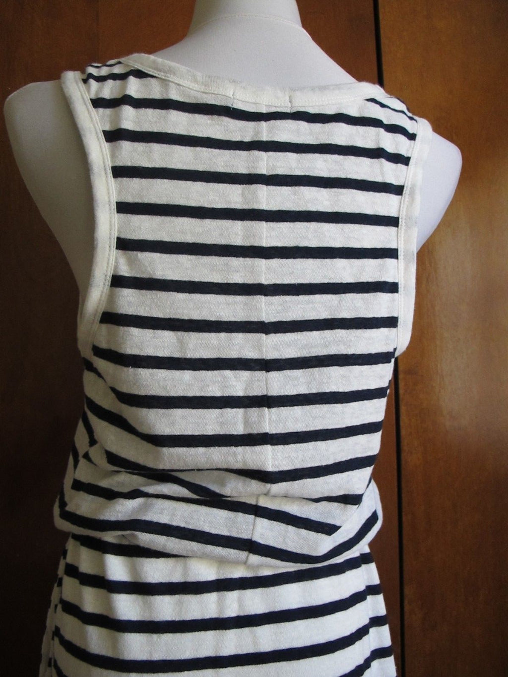 Gap women's white/blue cotton/linen stripped dress New