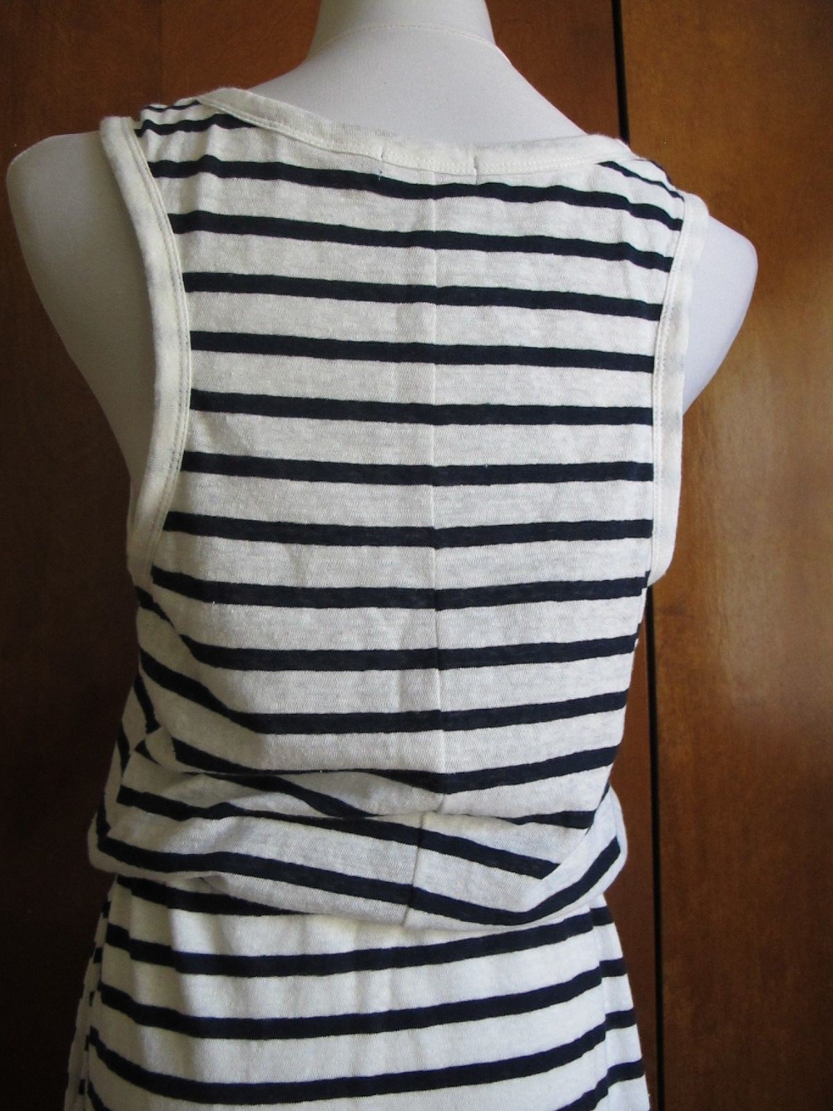 Gap women's white/blue cotton/linen stripped dress New