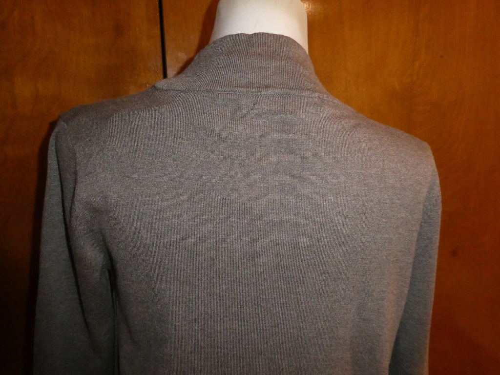 Linda Matthews Women's Brown Open Front Detailed Cardigan Large