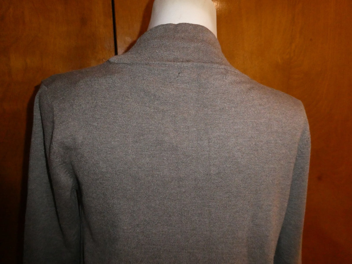 Linda Matthews Women's Brown Open Front Detailed Cardigan Large