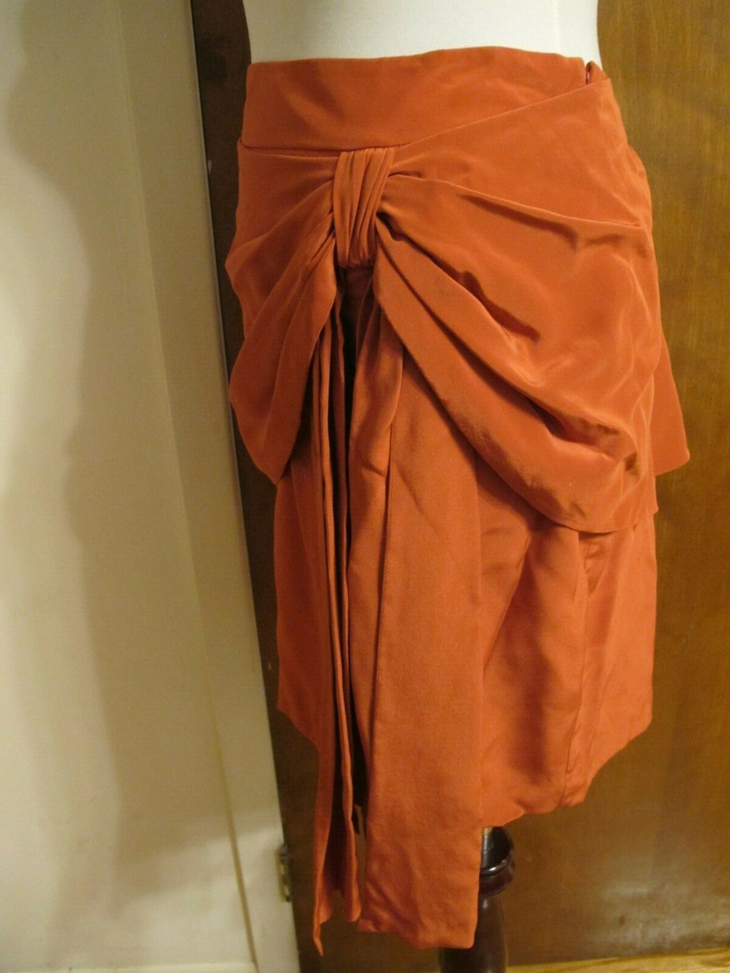 Juicy Couture Women's Orange African Sun Draped Silk Lined Skirt XL Fits Large