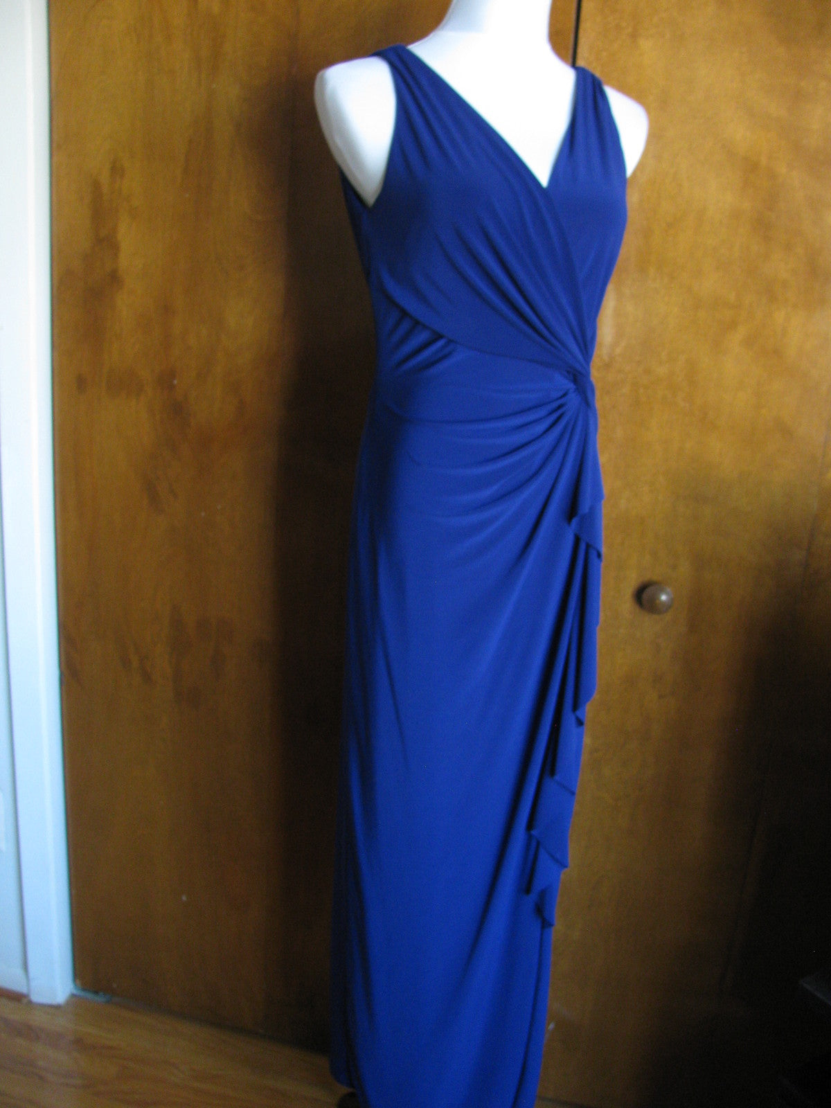 Ralph Lauren women’s maxi blue lined dress 12P 
