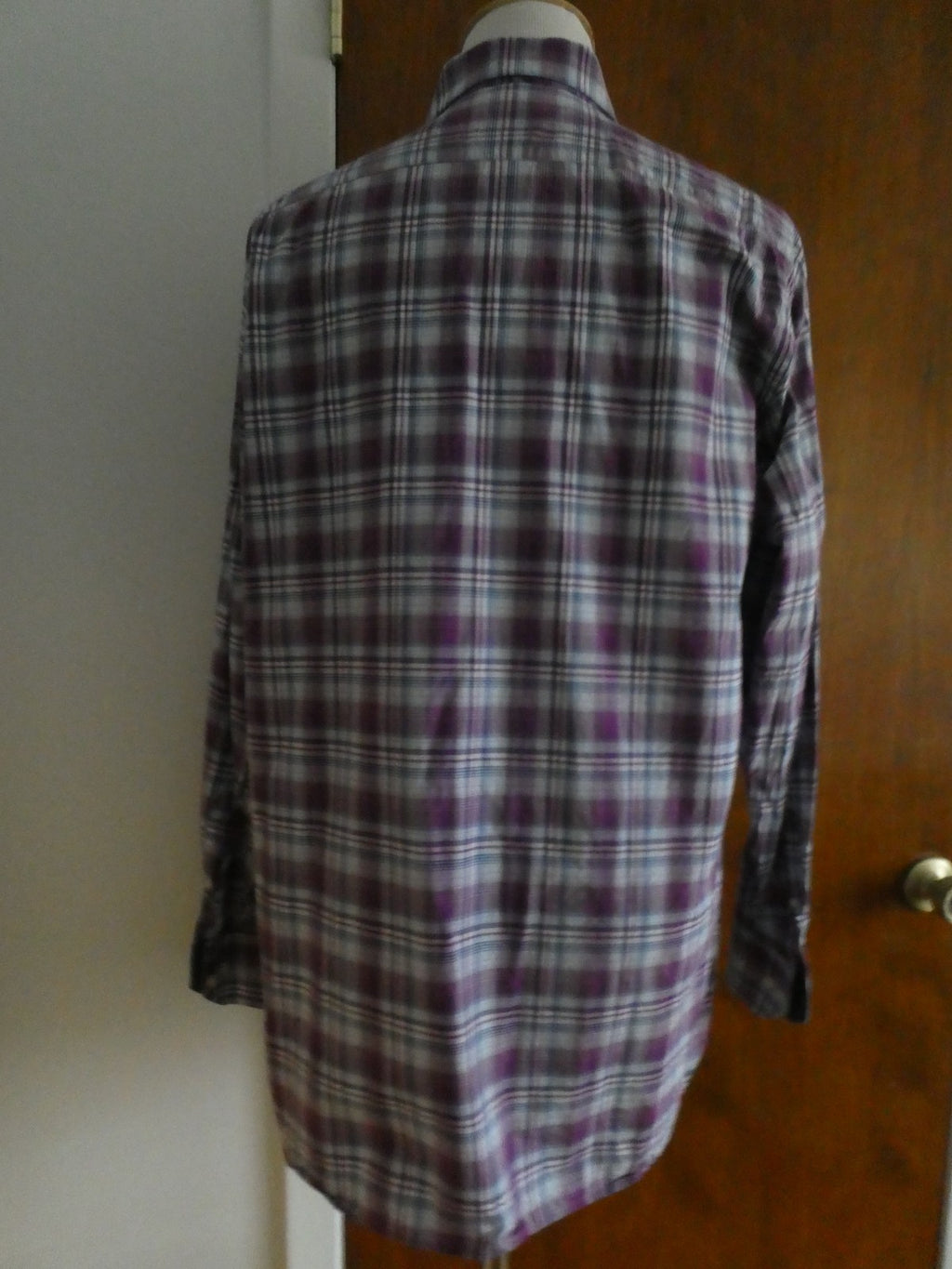 TAILORBYRD Collection Men's 2XL Purple Plaid Button Front Shirt 100% Cotton