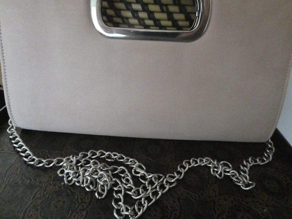 Call It Spring Women Beige Purse Clutch Silver Chain 12 x 7 x 1