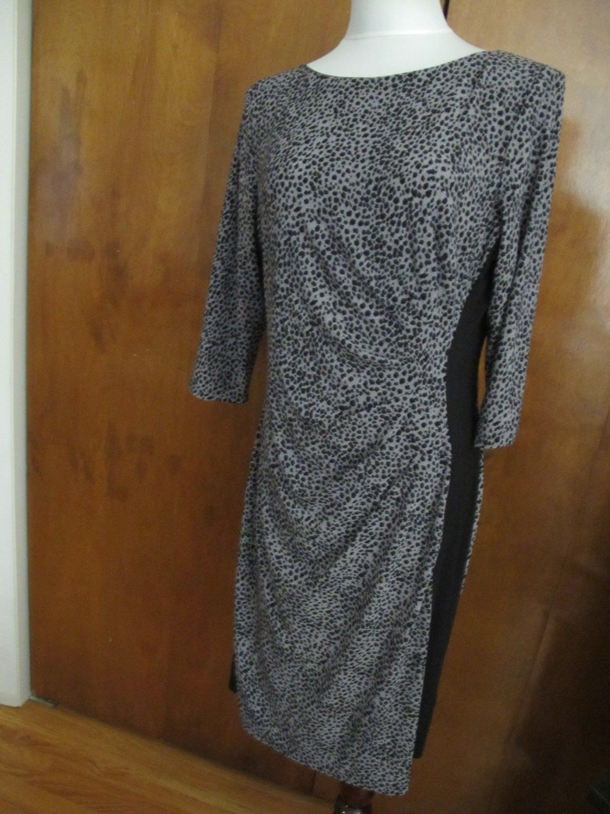 Ralph Lauren women's black gray gathered lined dress 16 