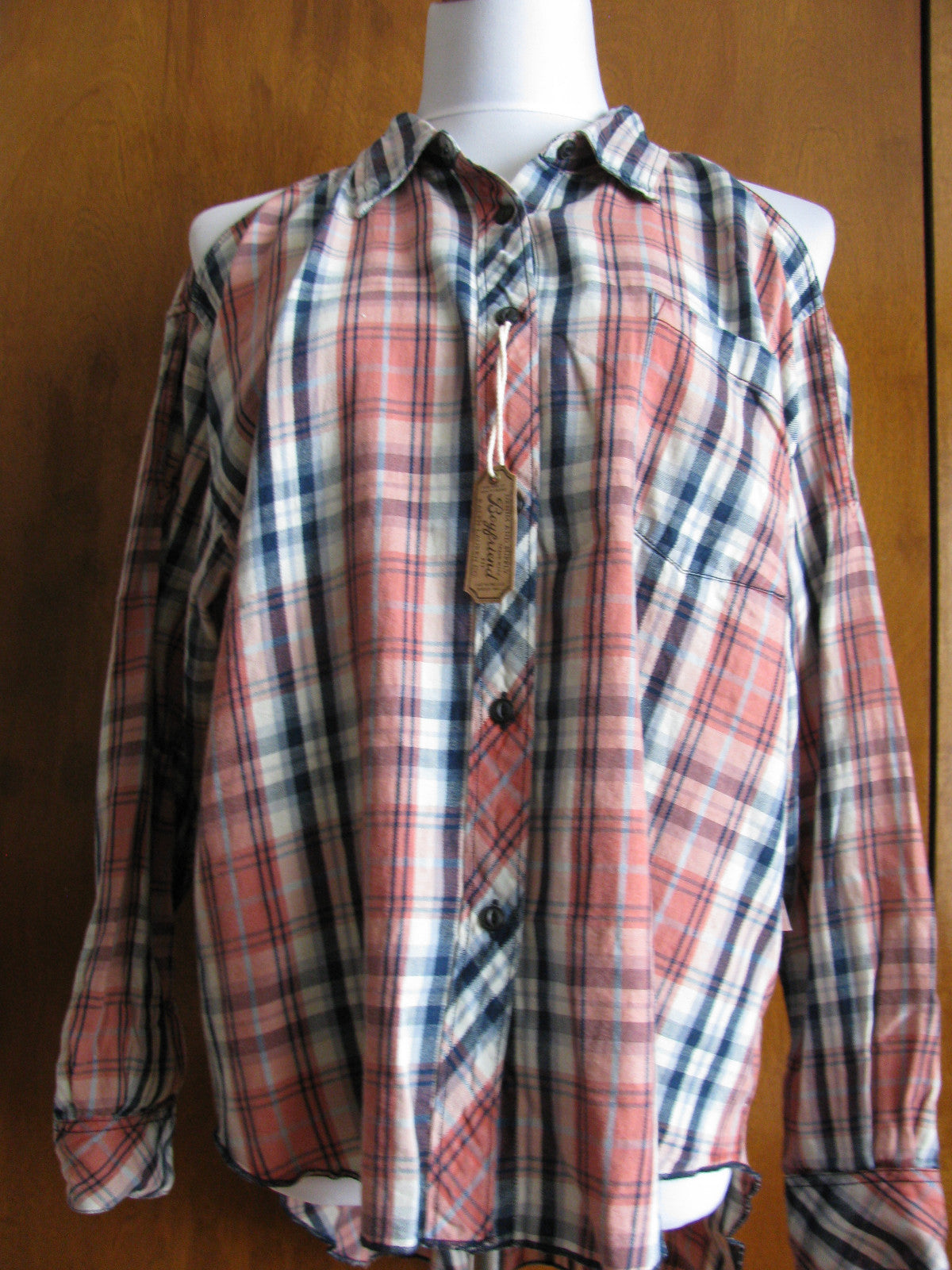 Denim & Supply womens multi color plaid shoulder cutout soft flannel shirt  