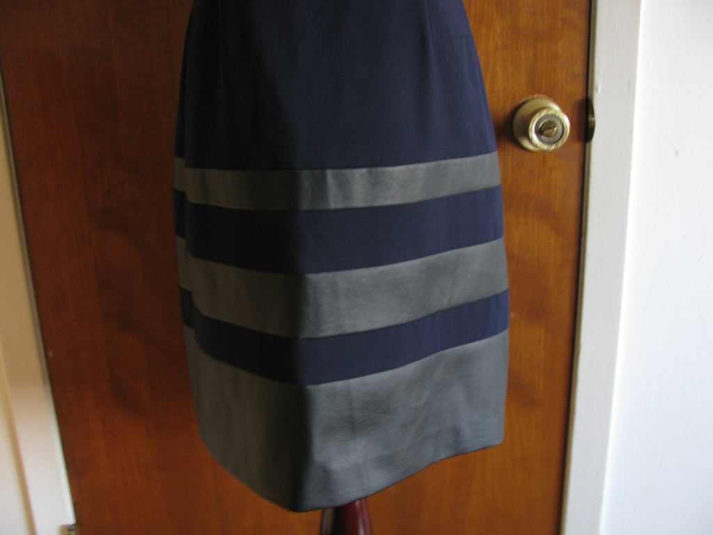 Ralph Lauren women's navy black leather insert dress 6P new