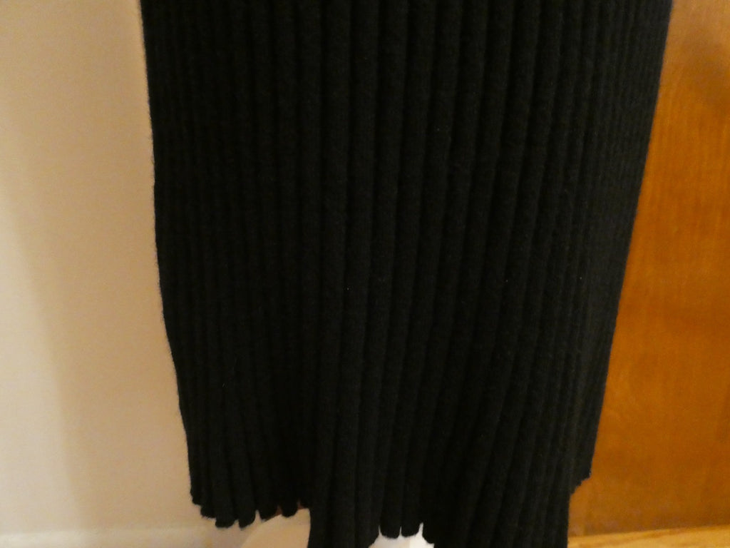 Bloomingdale's 100% Cashmere Ribbed Knit Midi Skirt Black Size S M XL $228 NWT