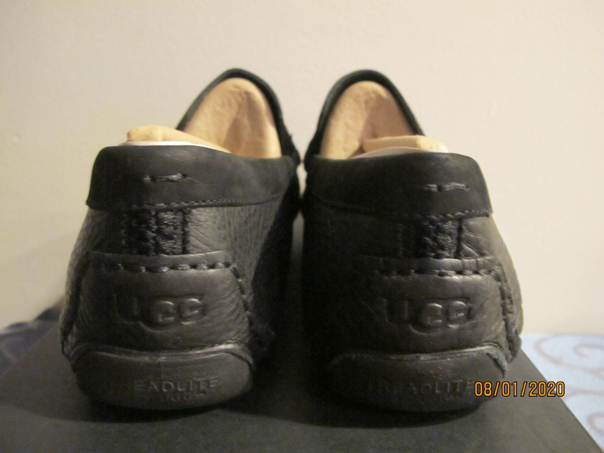 UGG Men's Henrick Leather Braid Black Shoes style 1106810 size 11 2E Wide