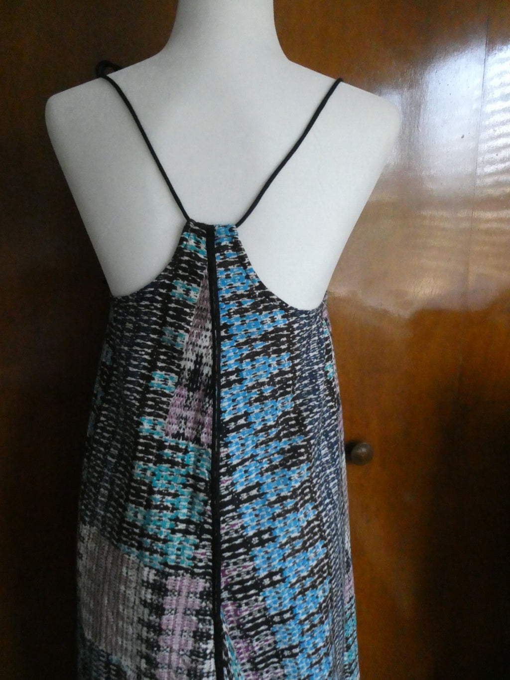 Anthropologie Akemi + Kin Dress Multicolor Printed Midi Swing Spaghetti Strap