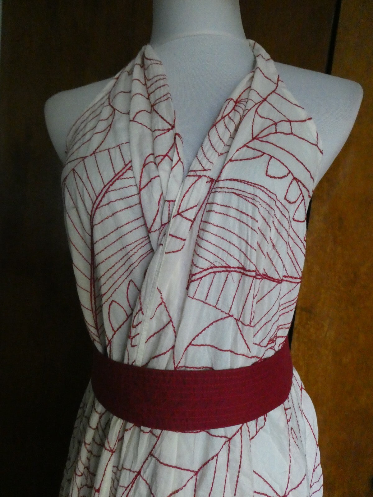 Anthropologie Lilka Women's White/Red long 100% Cotton Gorgeous Dress XS/S