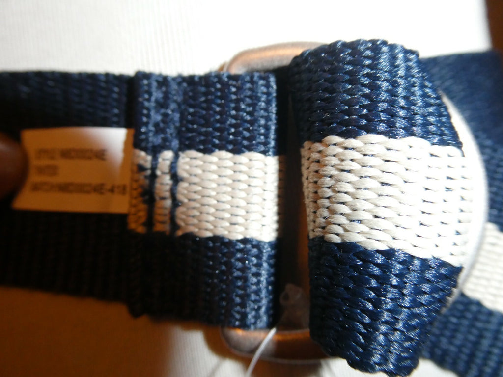 Thitex Navy Ivory Striped Reversible Web Belt Size Small