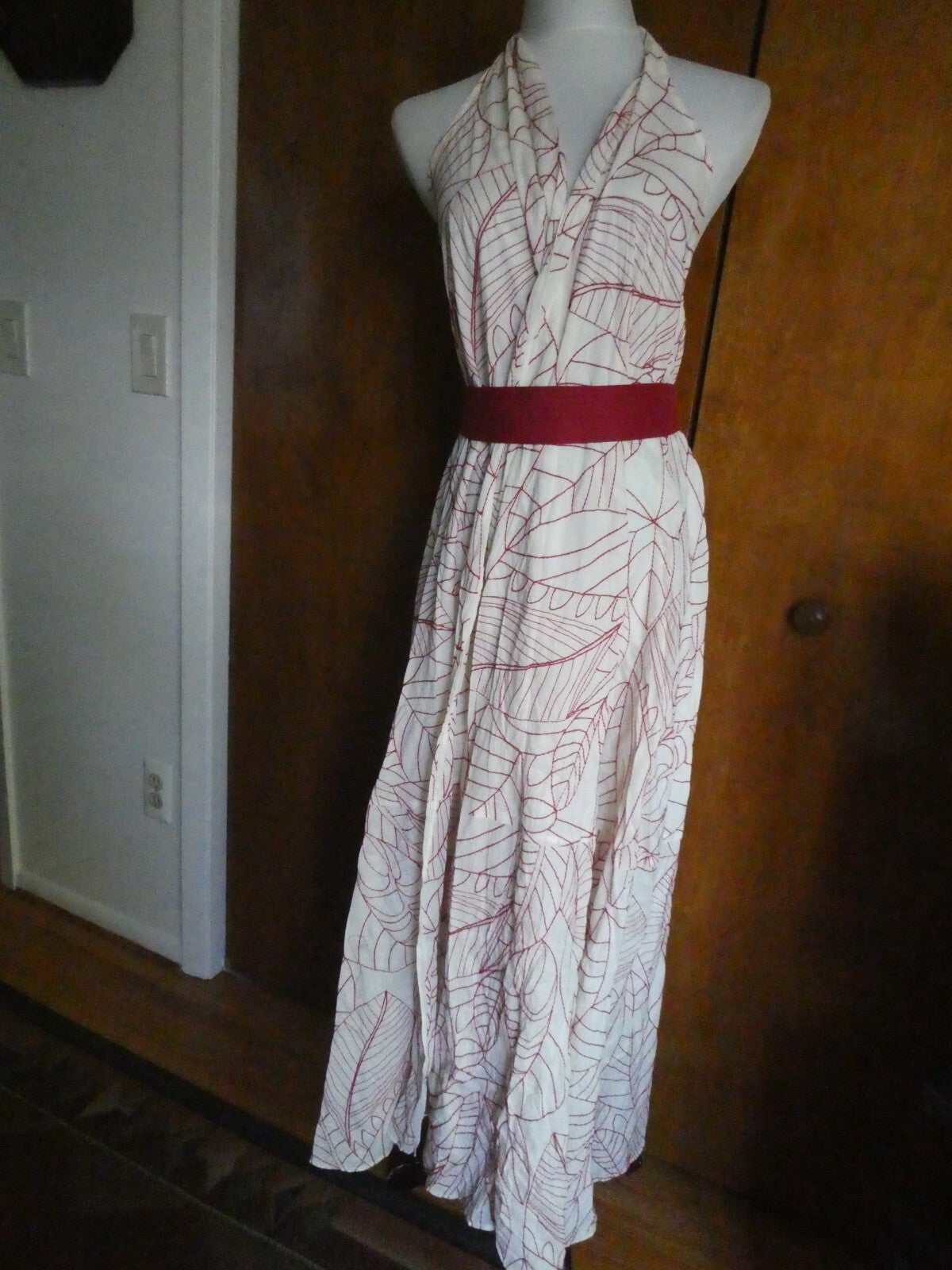 Anthropologie Lilka Women's White/Red long 100% Cotton Gorgeous Dress XS/S