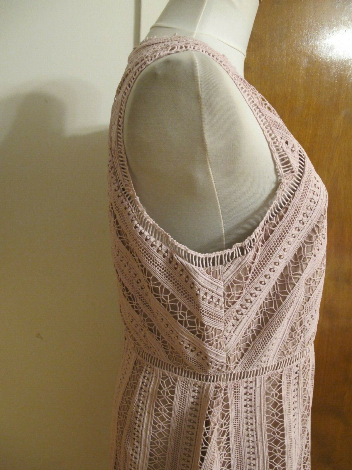 Anthropologie HD In Paris Crotchet Gardenia Lace Column Dress Mauve  XL (Fits L)