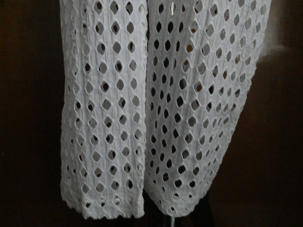 Free People Women's White Eyelet Detailed Pants Elastic Waist Size Large