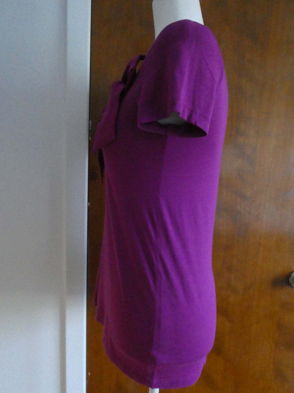 GAP Women’s Purple Bow Detail Top Size Small Cotton Modal Short Sleeve Stretch
