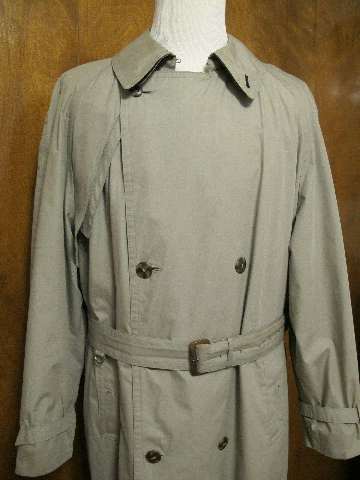 London Fog Men's Trench Coat EURO 42R USA Large  Gray Removable Lining