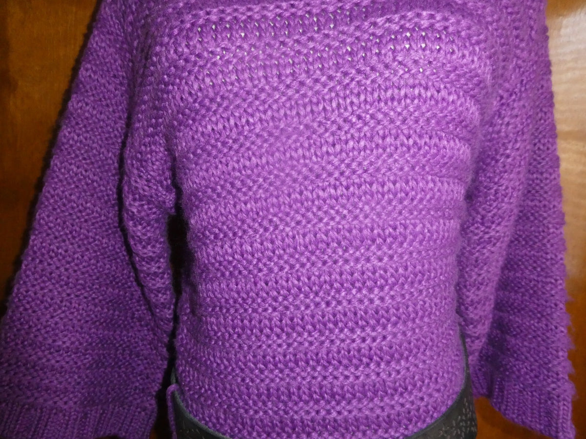 BEBE Women's Purple Detailed Gorgeous Sweater Mini Dress Large Can Fit Medium