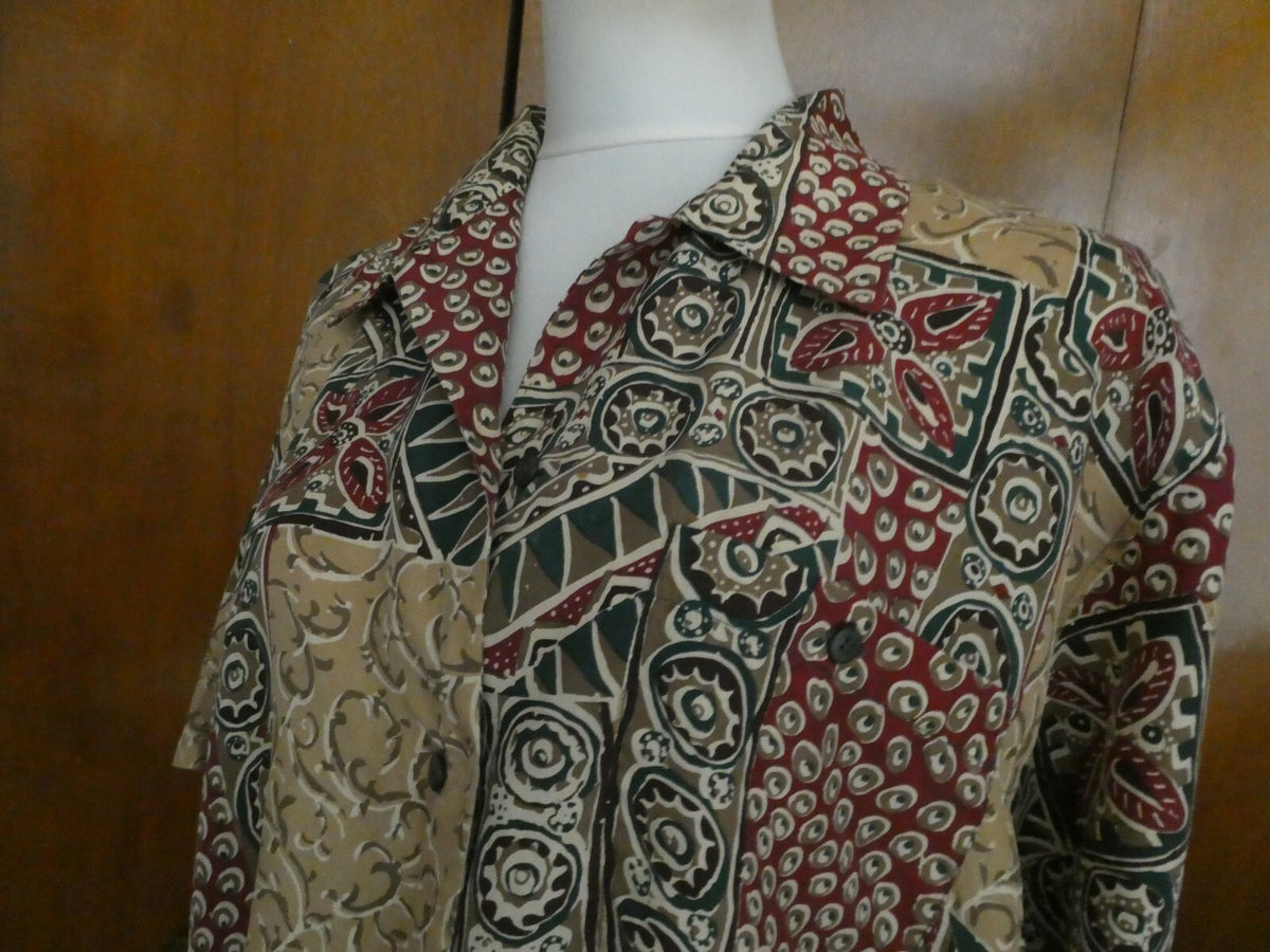 Stunt Collections 100% Silk Multi-Colored Top/Blouse Size Large