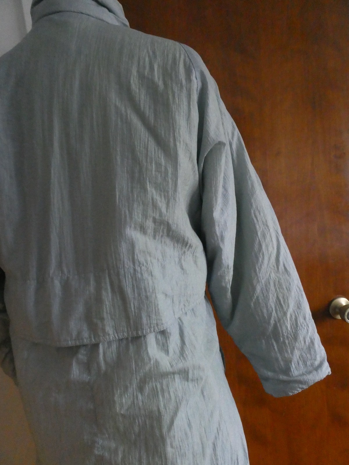 Vintage Montana Hamburg Long Winter Soft Blue-Gray Coat Nylon Size 46 US Size 10