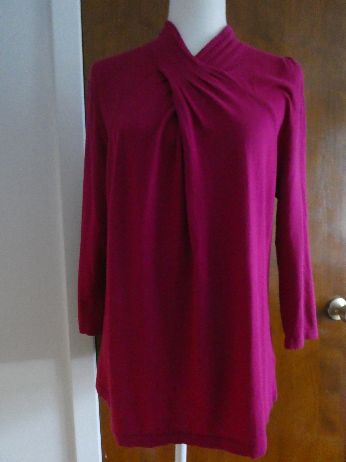 Jones New York Signature Women's Sweater Top Magenta Pink Cotton Modal Size 1X