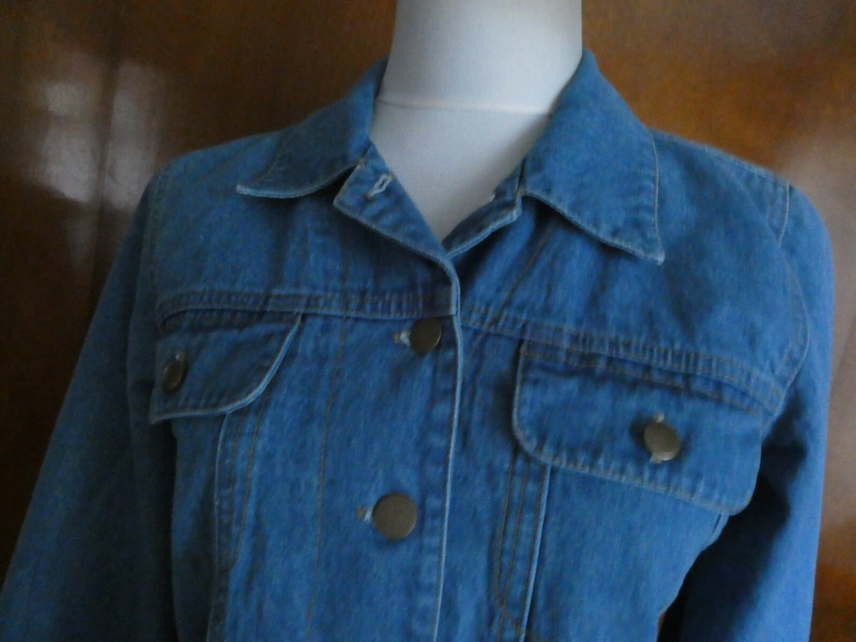 Denim & CO Jeans women's lined embroidered blue jean jacket Xsmall