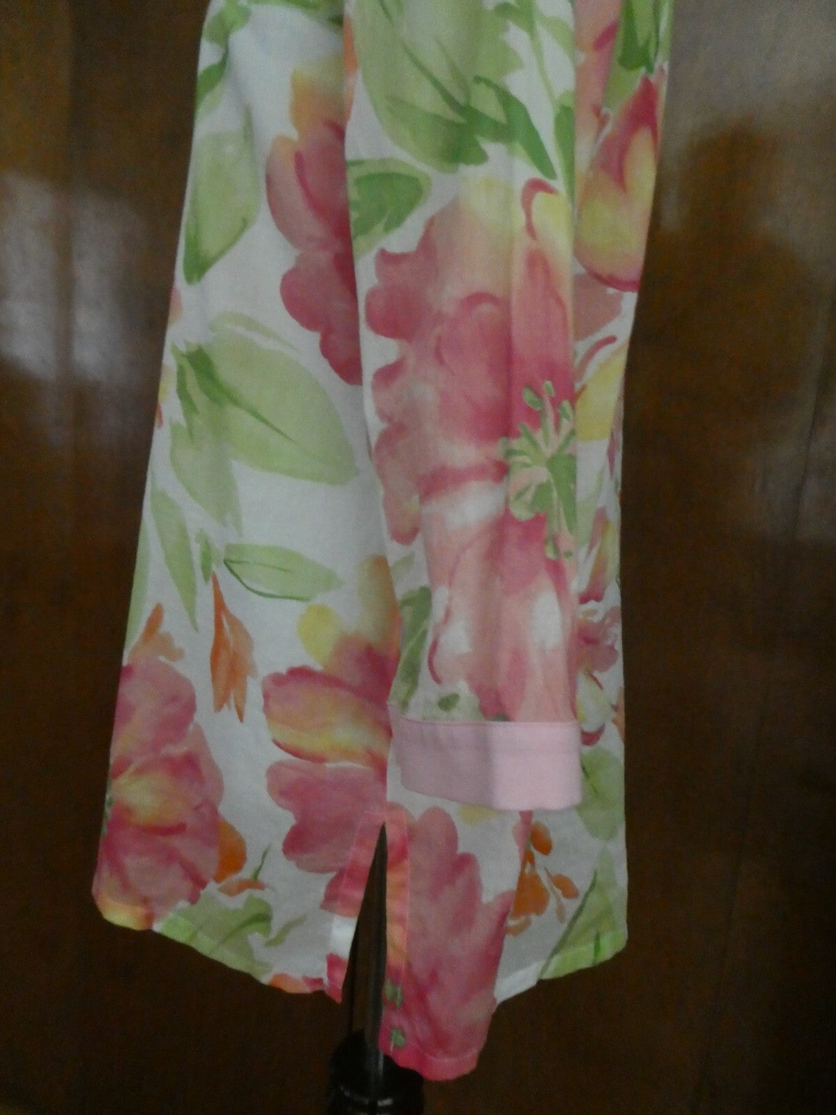 Jones New York Signature Women's Tunic Style Pink/Green Soft Cotton Top Large