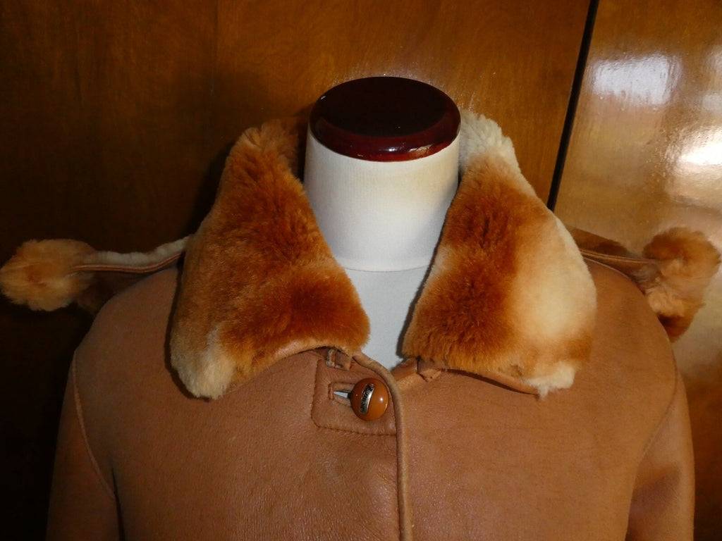 Song Wang women’s copper synthetic leather w/faux fur lining coat/jacket Medium