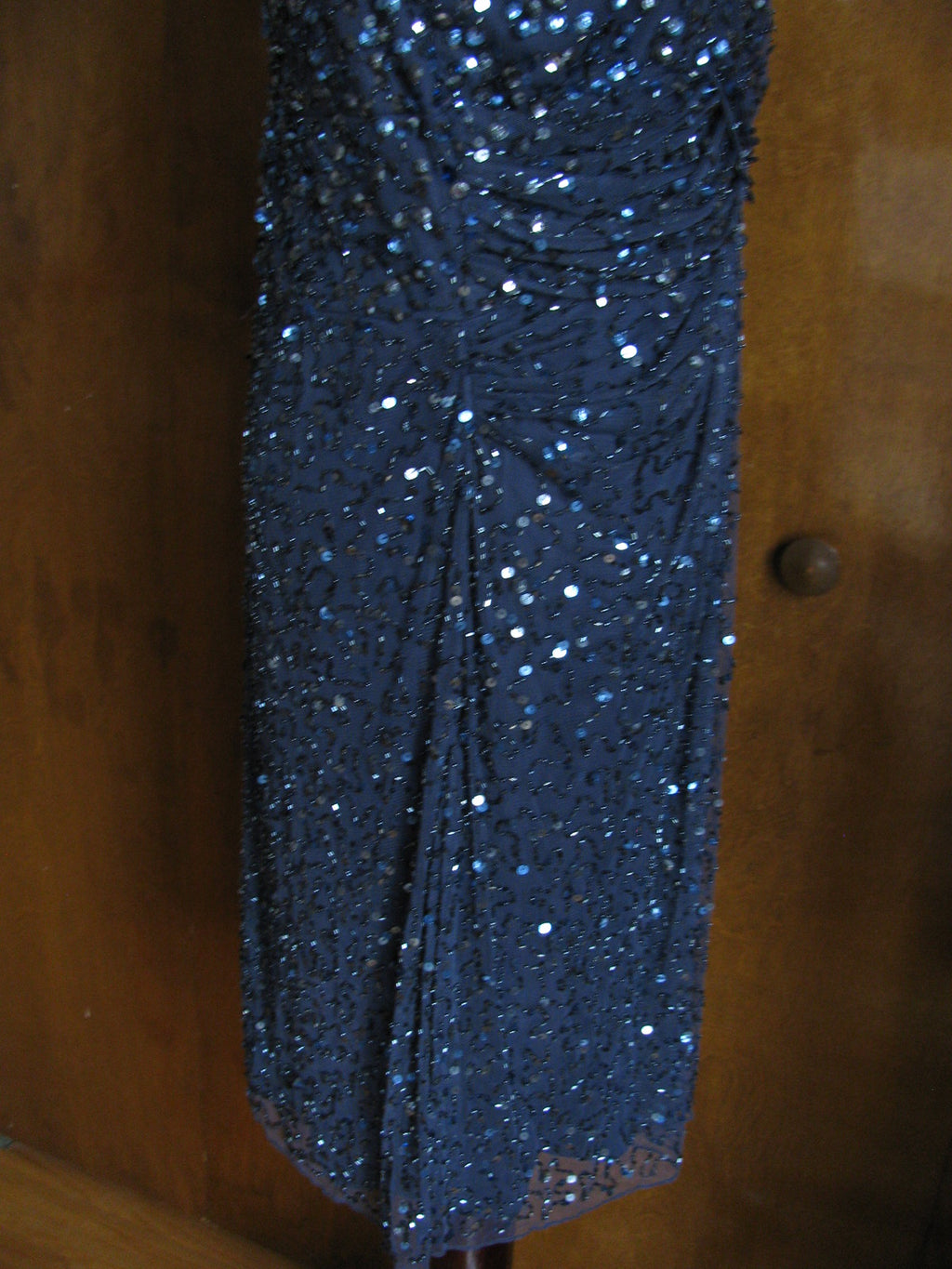 Patra Women’s Blueberry Evening Lined Sequined Twist Mesh Dress Size 12 New