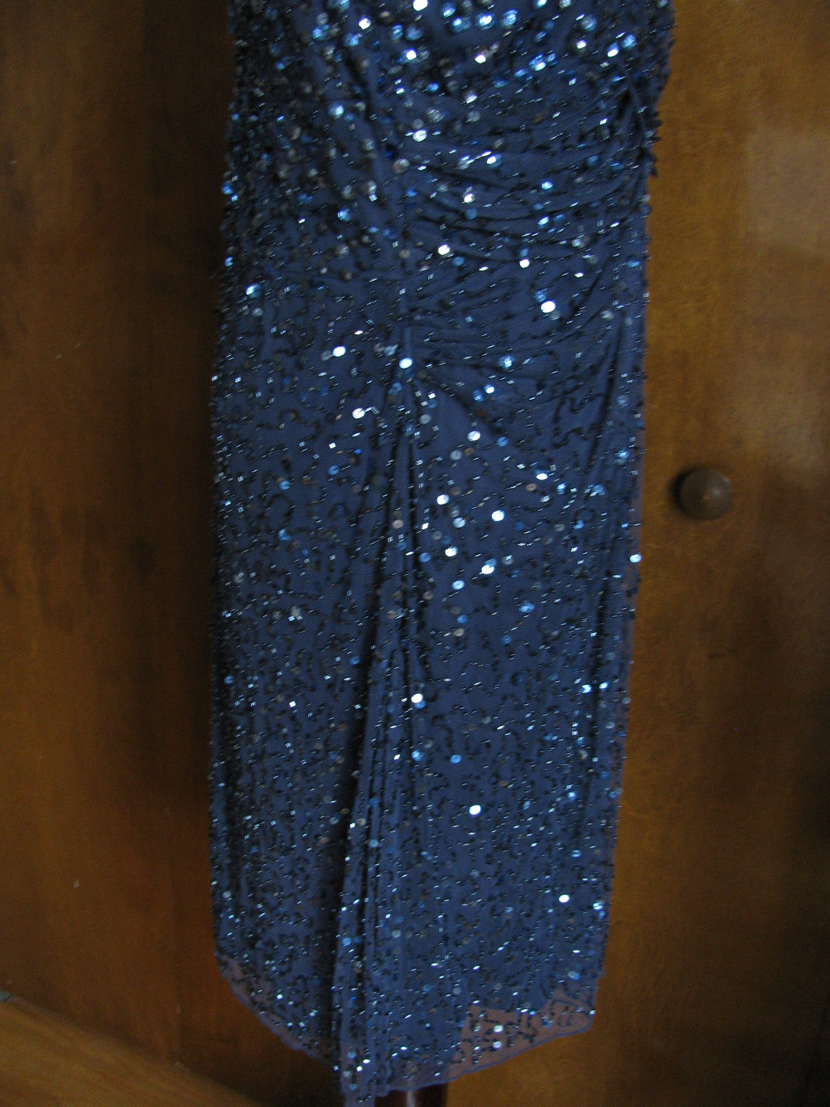 Patra Women’s Blueberry Evening Lined Sequined Twist Mesh Dress Size 12 New
