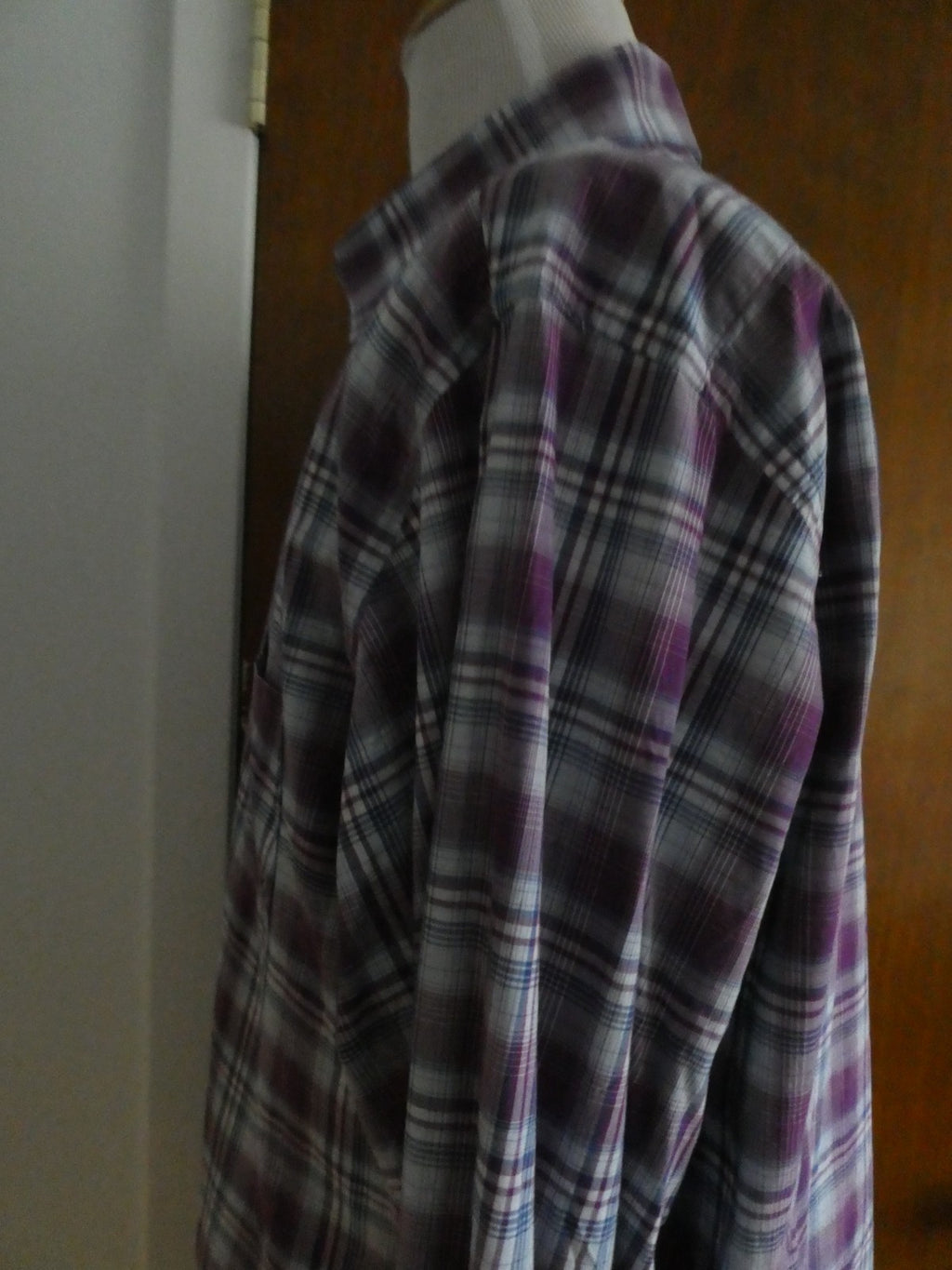 TAILORBYRD Collection Men's 2XL Purple Plaid Button Front Shirt 100% Cotton