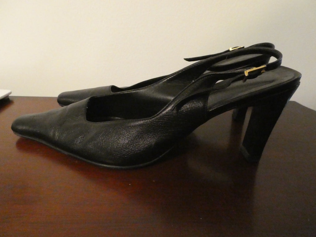 Luchini Women's black leather slingback shoe size 36