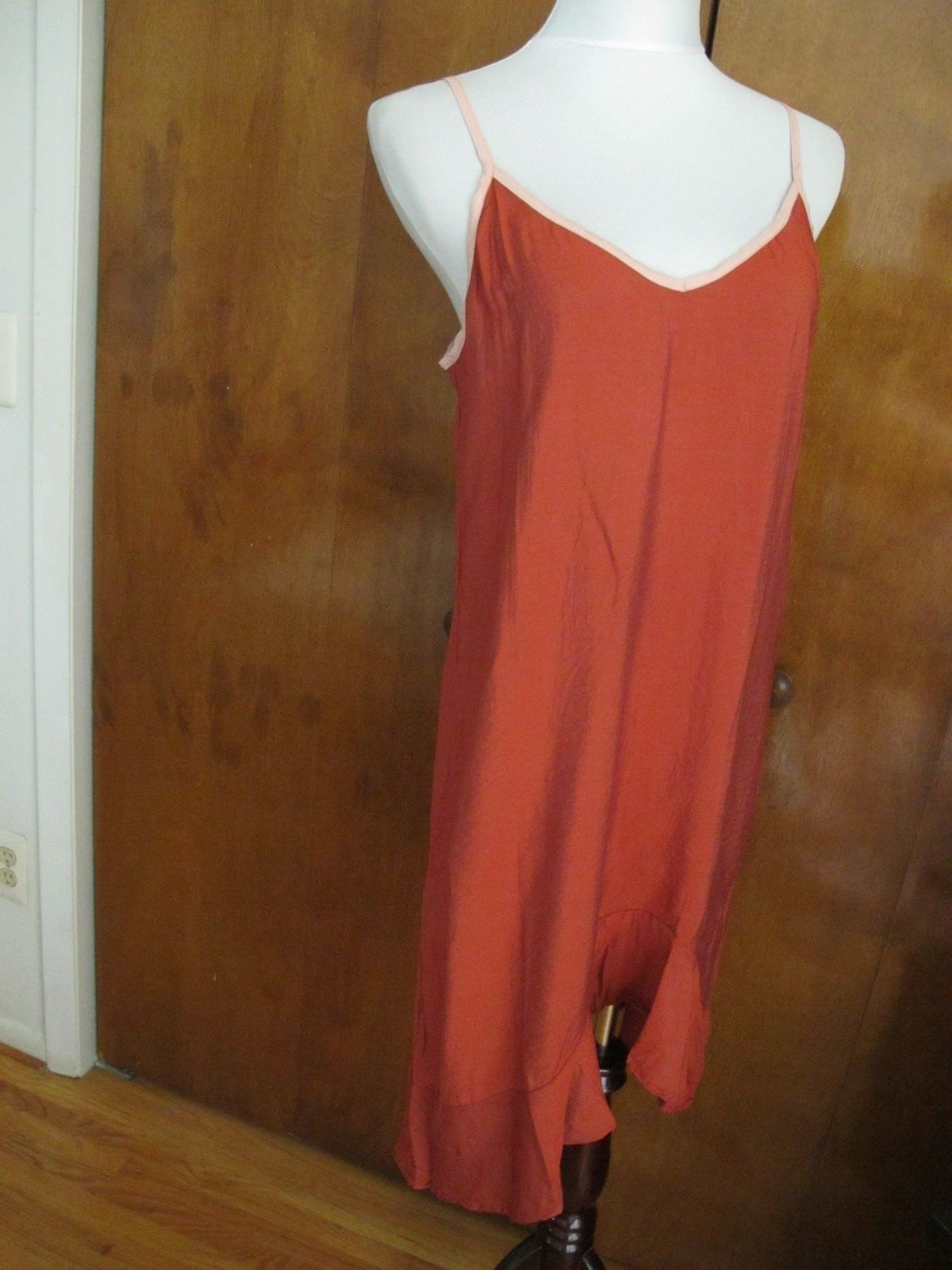 Anthropologie Lacausa Women’s Orange Detailed Asymmetrical Ruffle dress