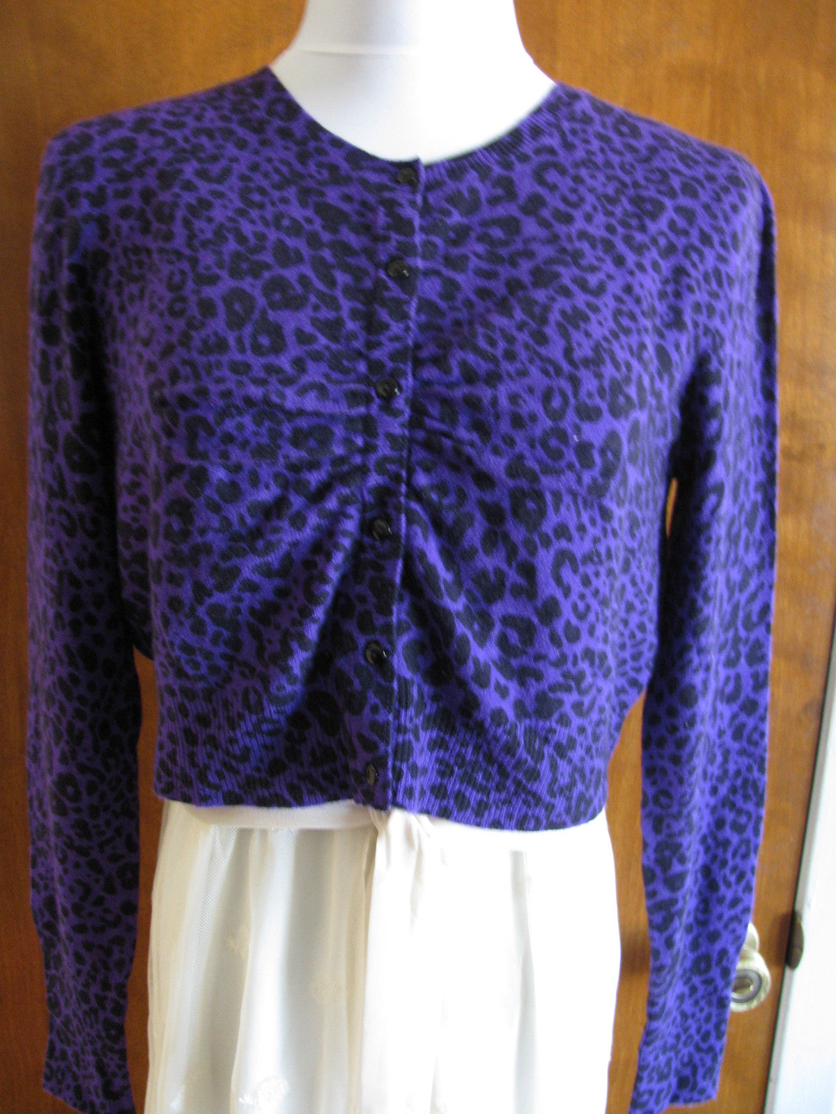 Aqua women's purple black leo print cashmere cardigans Size Small, Medium