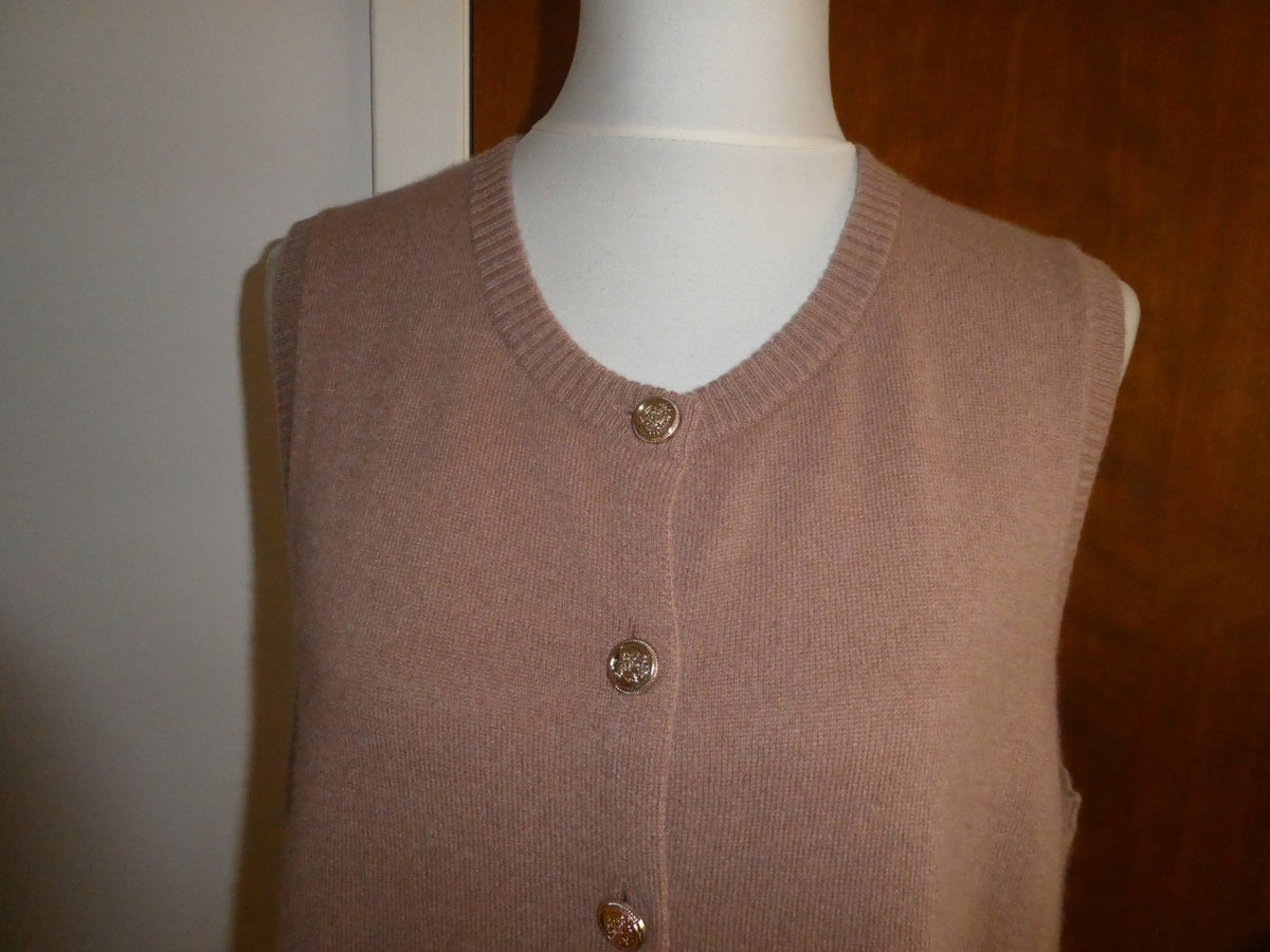 Bloomingdale's 100% Cashmere Button Front Sweater Vest Camel Size XL $178 NWT