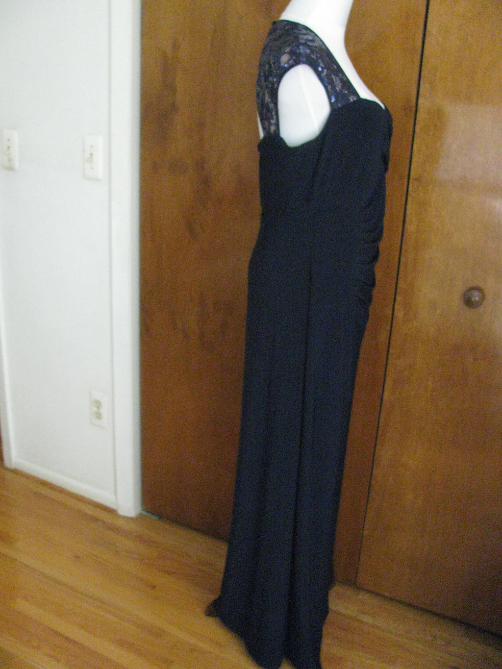 Ralph Lauren women's gown navy sequined mesh bodice NWT evening dress size 14P 