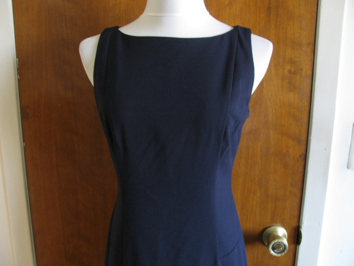 Ralph Lauren women's navy black leather insert dress 6P new