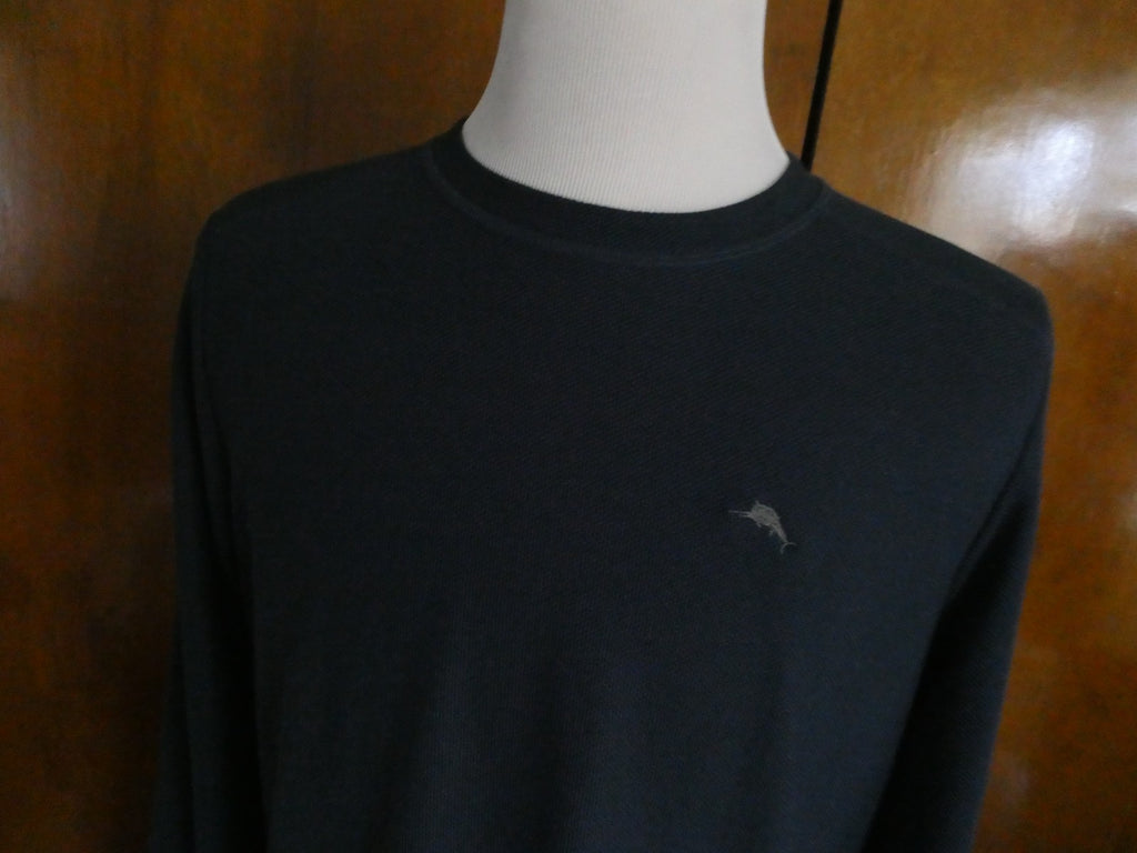 Tommy Bahama Men Medium Long Sleeve Shirt Black Crew Neck Casual Classic Fit