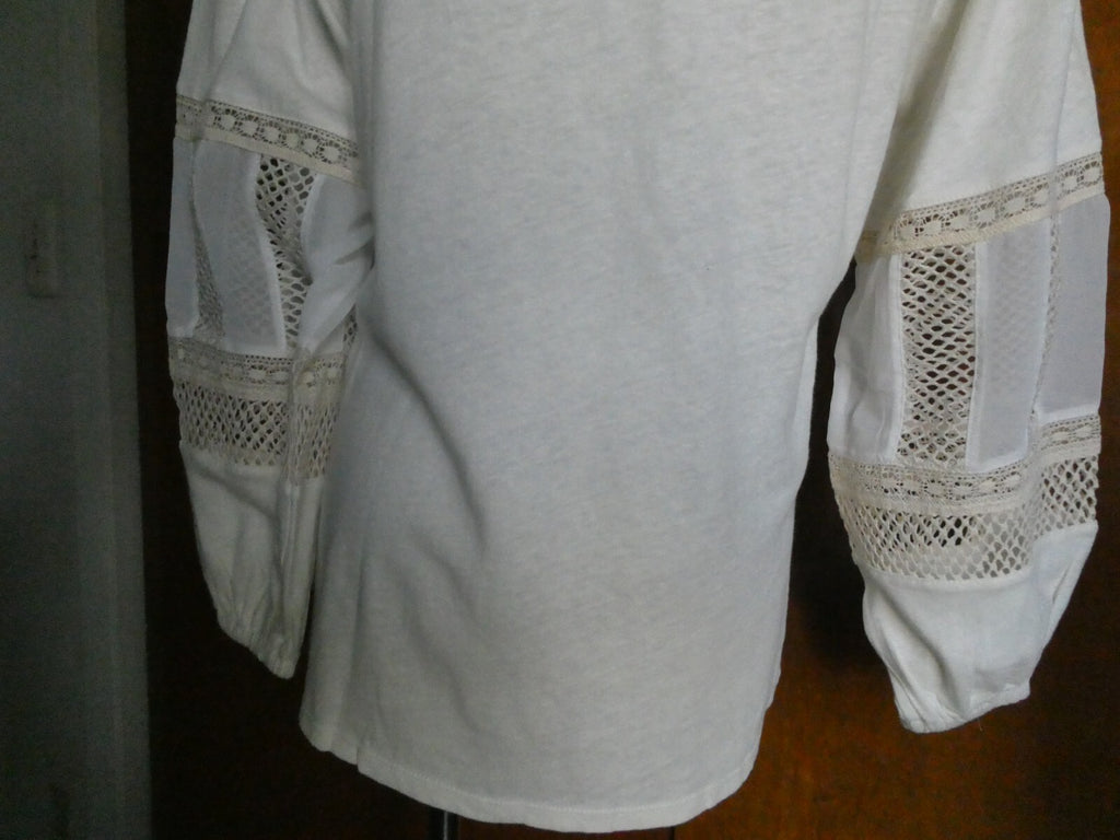 Anthropologie Guest Editor White/Cream Crocheted Long Sleeves Shirt Size Small