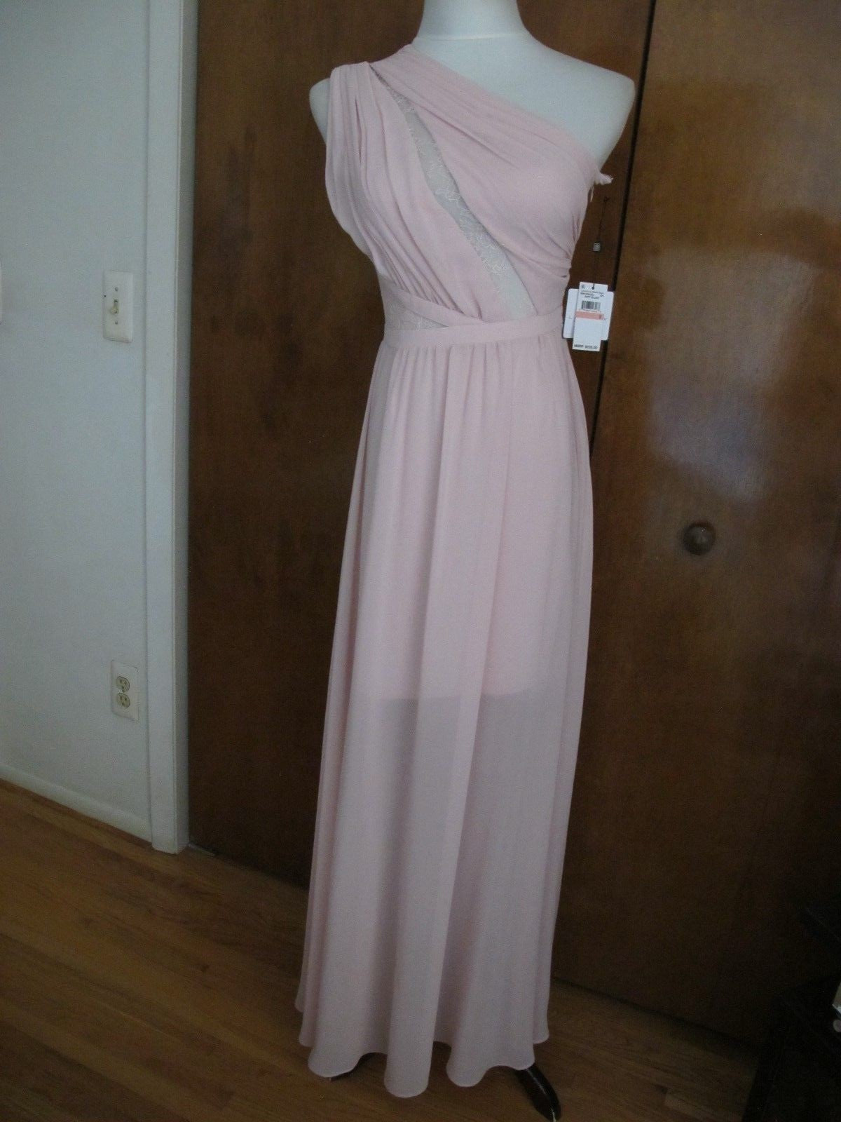 Laundry by Shelli Segal Women’s Pink Detailed One-Shoulder Build in Bra Gown 2 
