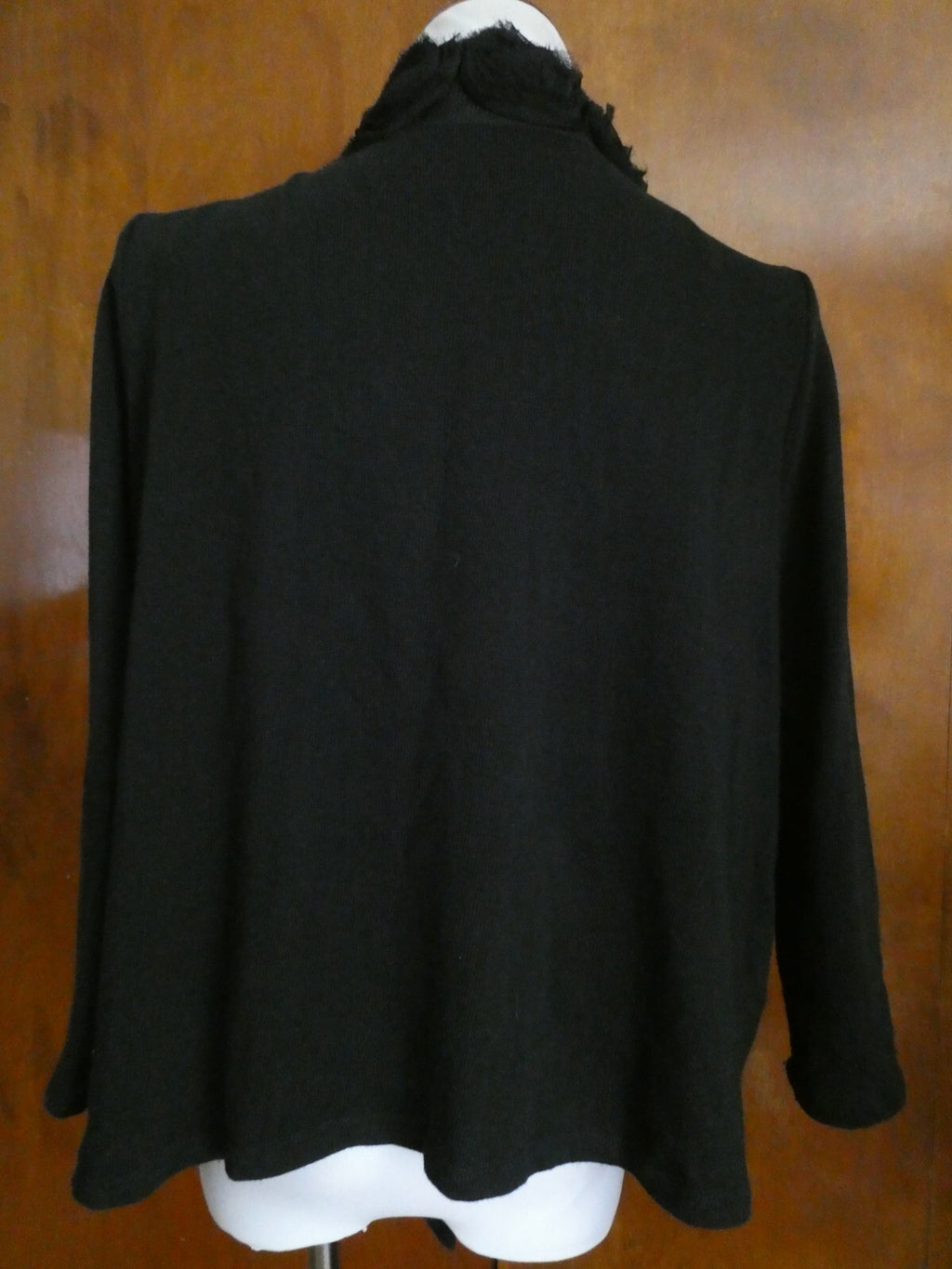 Yvos Women's Black Detailed Cotton Bland Cardigan Size XL