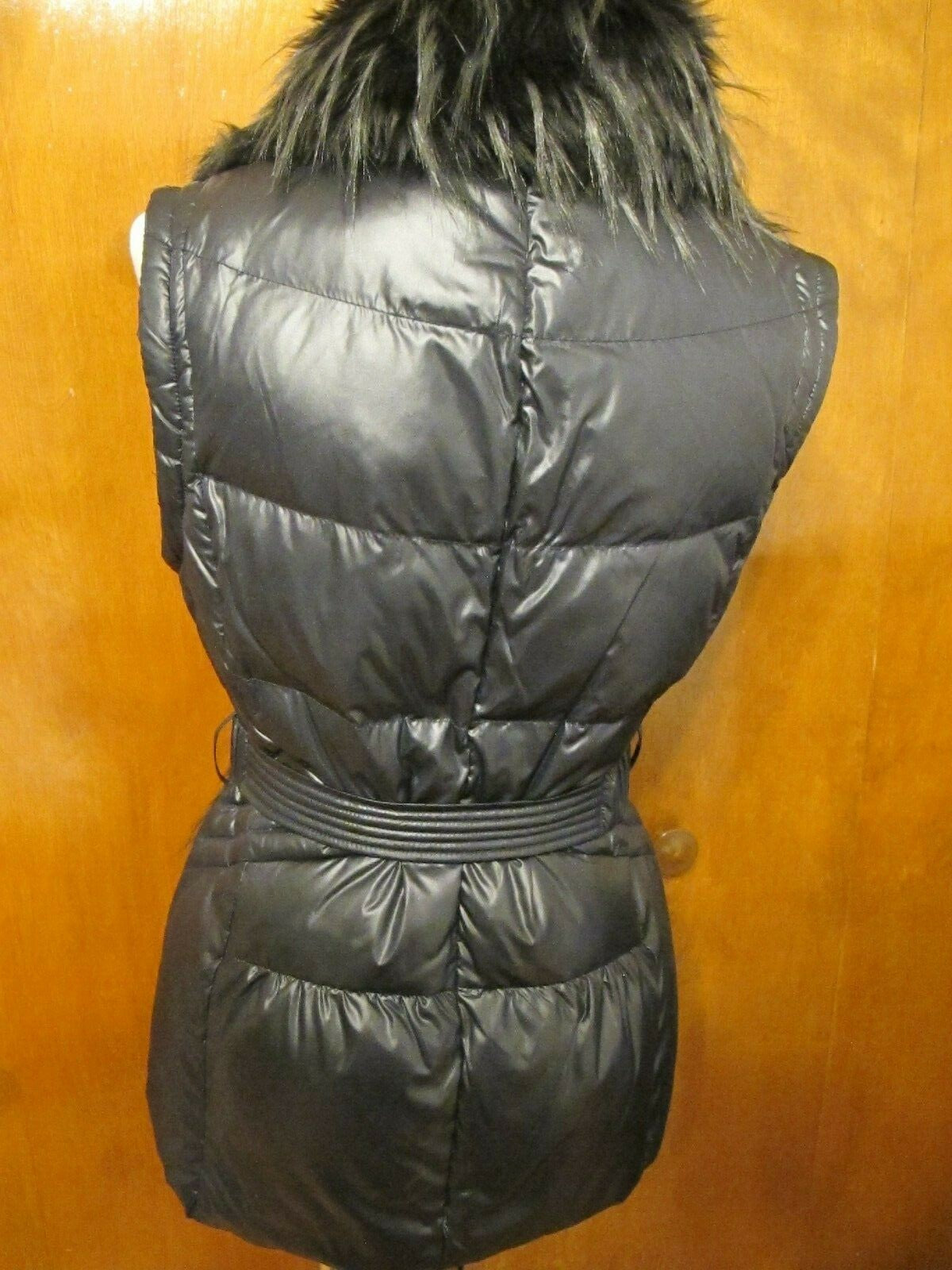 French Connection navy winter coat two in one down feather faux fur collar Small