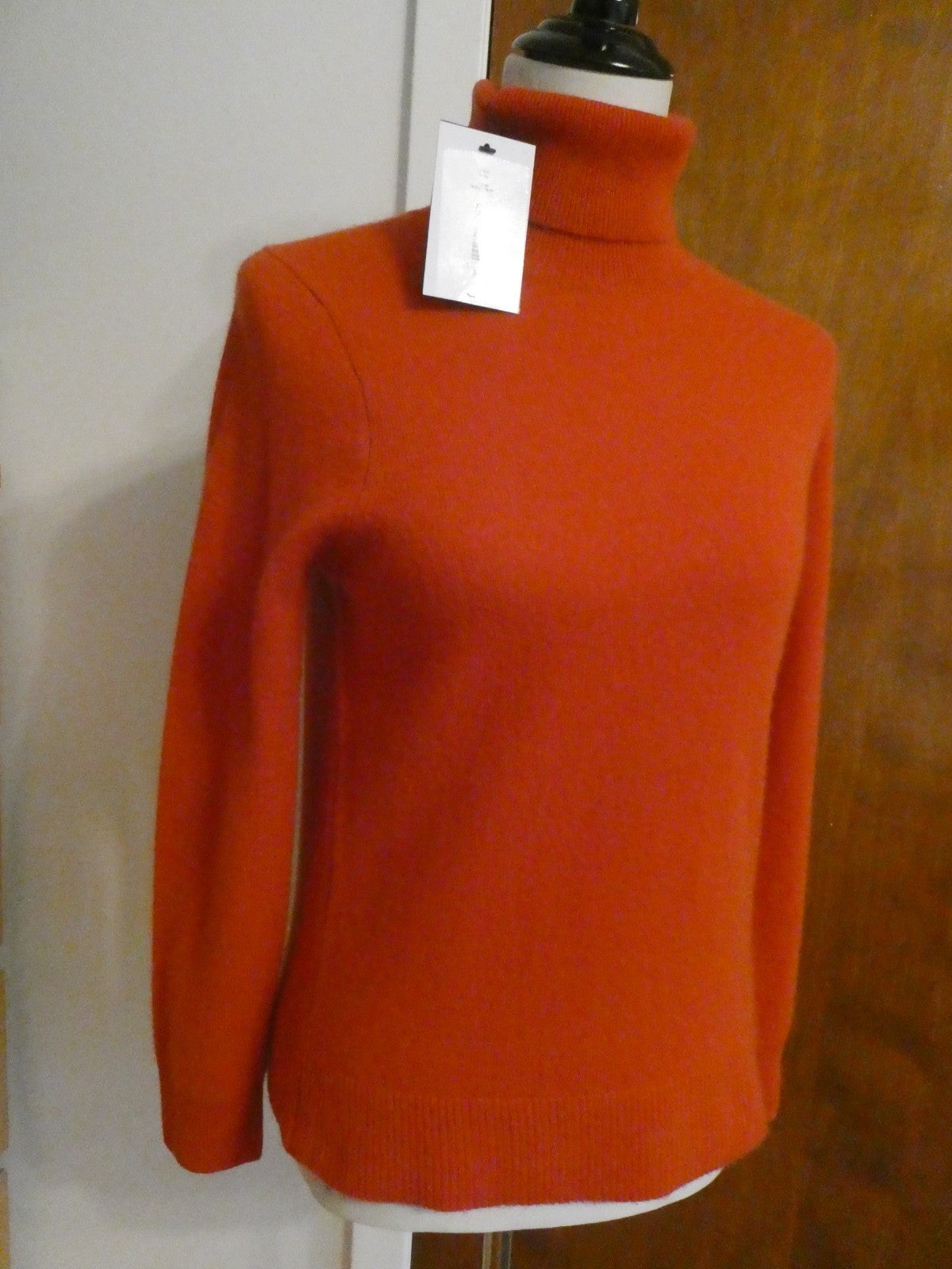 Bloomingdale's Cashmere Turtleneck Sweater Burnt Orange Women's Size S NWT $188