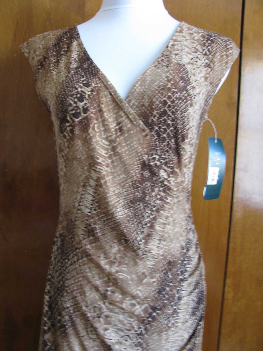 Ralph Lauren women’s brown multi faux wrap NWT dress size Medium