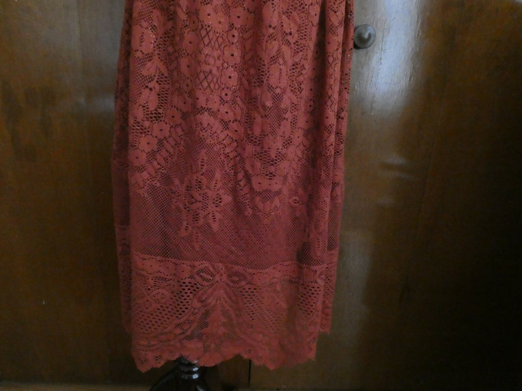 Free People women’s terracotta stylish lace crafted lined evening dress 12