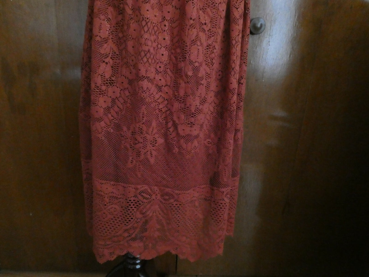 Free People women’s terracotta stylish lace crafted lined evening dress 12